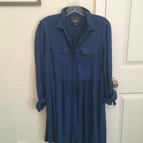 Anthropologie-MAEVE Blue Button-Down Dress - Picture 2 of 5